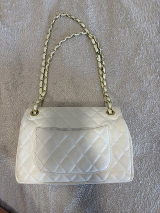 Bolso Chanel Blanco Piel Cadena Dorada