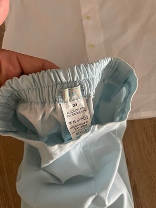 Conjunto camisa blanca y pantalón azul 3 años