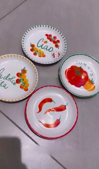 Set 4 Piatti Ciao Pomodori e Peperoncini