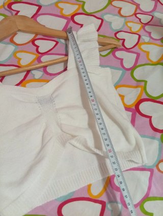 Top SHEIN blanco punto volantes
