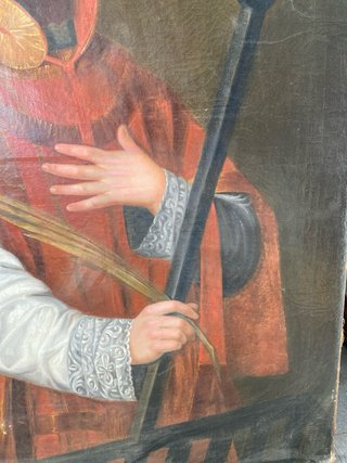 Cuadro religioso San con palma y báculo