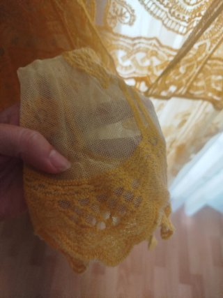 Caftán amarillo encaje mujer talla única