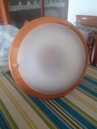 Lámpara de techo madera y cristal