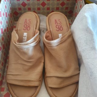 A.S. 98 Sandali in Pelle Beige/Marrone