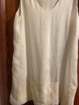 Vestido beige seda y algodón
