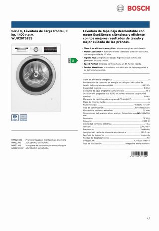 Lavadora Bosch Serie 6 9kg