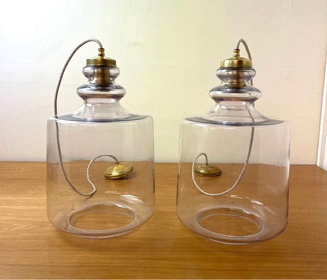 Lampara techo farol modernista de latón y cristal