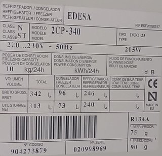 Frigorífico Combi Edesa 2CP-340