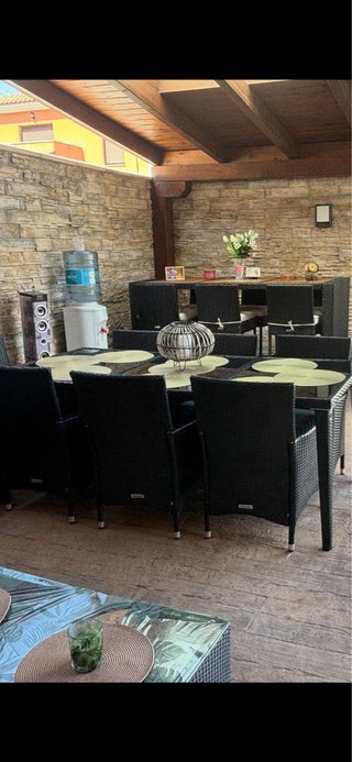 Tavolo da pranzo con 6 poltrone in rattan