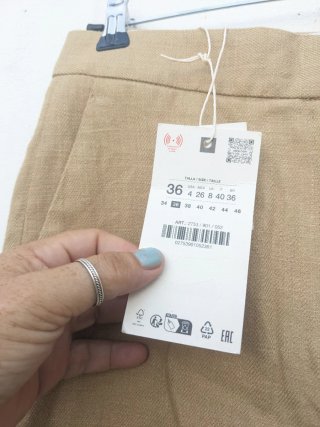 Pantalón Zara Lino Beige Talla 36