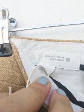 Pantalón Zara Lino Beige Talla 36