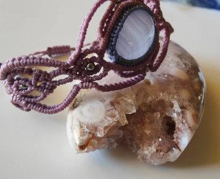 Pulsera Macramé Piedra ágata blue lace