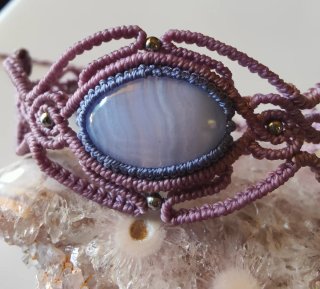 Pulsera Macramé Piedra ágata blue lace