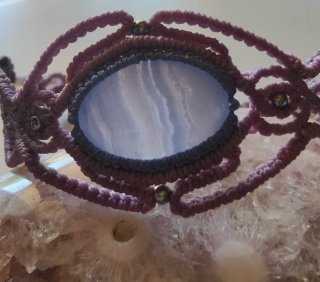 Pulsera Macramé Piedra ágata blue lace