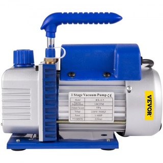 Bomba de Vacío 117 L/min(1.8CFM), Juego de Manómetro de Dispositivos de Vacío para Carga de Refrigerante de HVAC/AC de Automóvil
