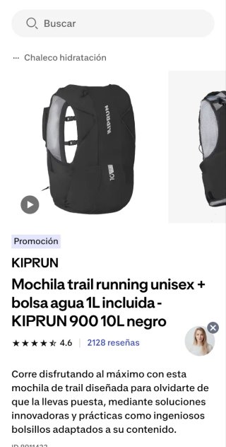 Chaleco hidratación Trail Running Kiprun