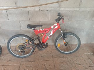 Bicicleta Roja Montaña Doble Suspensión