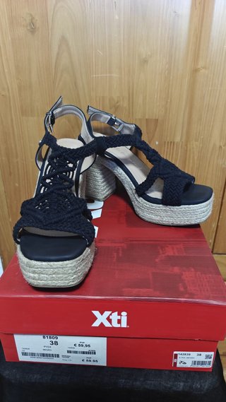 Sandalias Xti Crochet Tacon Plataforma Talla 38