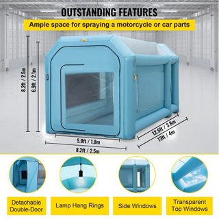 Cabina de Pintura Inflable Portátil, 396.24 x 243.8 x 243.8 cm Cabina de Spray Inflable, Carpa de Pintura para Autos con Sistema de Filtro de Aire y 2 Ventiladores, Carpa de Spray Inflable Mejorad...