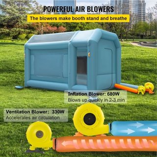 Cabina de Pintura Inflable Portátil, 396.24 x 243.8 x 243.8 cm Cabina de Spray Inflable, Carpa de Pintura para Autos con Sistema de Filtro de Aire y 2 Ventiladores, Carpa de Spray Inflable Mejorad...