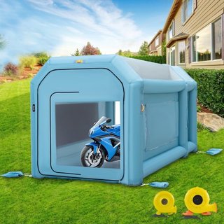 Cabina de Pintura Inflable Portátil, 396.24 x 243.8 x 243.8 cm Cabina de Spray Inflable, Carpa de Pintura para Autos con Sistema de Filtro de Aire y 2 Ventiladores, Carpa de Spray Inflable Mejorad...
