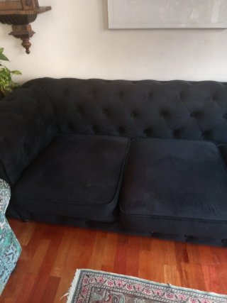 Regalo sofa Chester Negro 3 Plazas Terciopelo