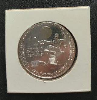 Moneda 12 Euros Plata, España 2005 Cervantes