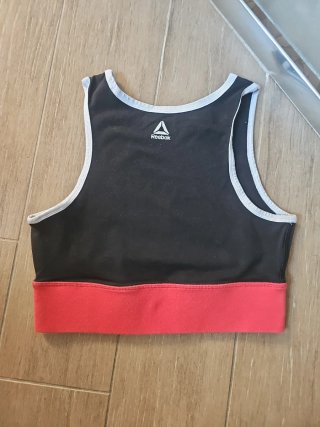 Top Reebok nero e rosso taglia S