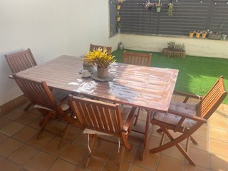 Mesa y 6 Sillas de Exterior Madera