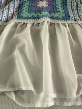 Chaleco de ganchillo blanco y azul talla s