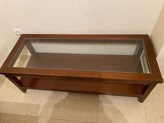 Mesa de centro madera maciza y cristal