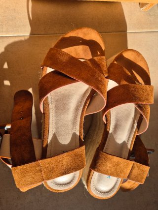 Sandalias esparto plataforma marrón