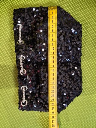Borsetta paillettes nera con perle