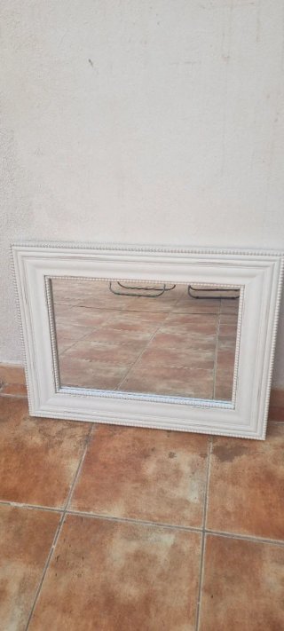 Espejo Marco Beige/Blanco