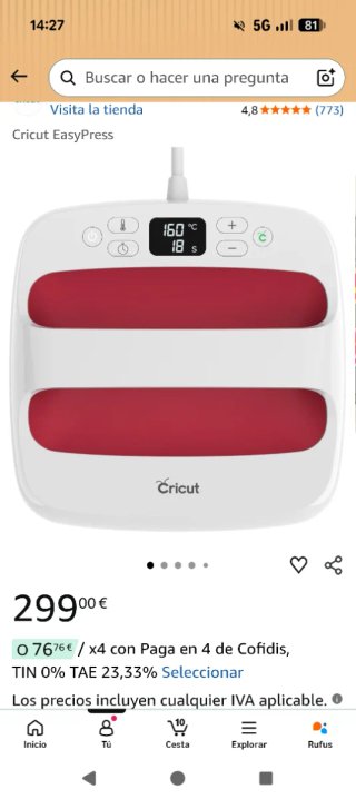 Cricut EasyPress 2 Plancha Térmica 9x9. Poco uso
