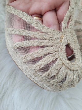 Sandalias cuña esparto WK beige talla 39