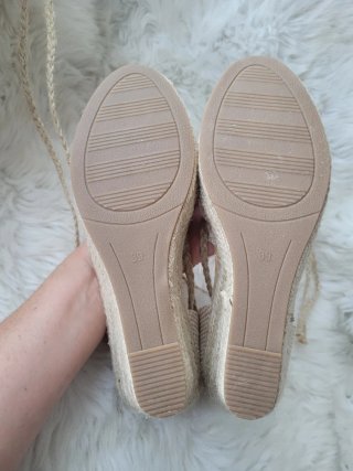 Sandalias cuña esparto WK beige talla 39