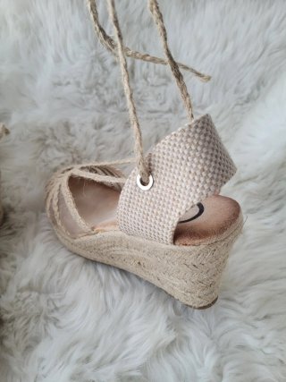 Sandalias cuña esparto WK beige talla 39