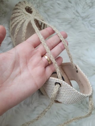 Sandalias cuña esparto WK beige talla 39