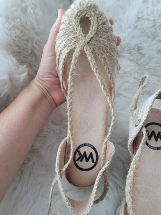 Sandalias cuña esparto WK beige talla 39