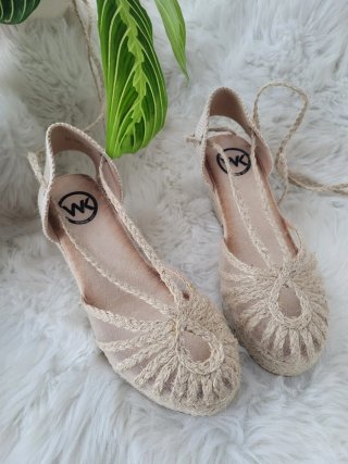 Sandalias cuña esparto WK beige talla 39