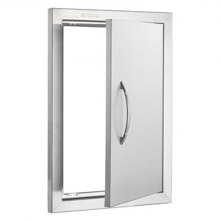 Puerta de Acceso para BBQ, Puerta de Cocina Exterior Individual de 355x508 mm, Puerta Montada a Ras de Acero Inoxidable, Puerta Vertical de Pared con Mango, para Isla de BBQ, Estación de Parrilla,...