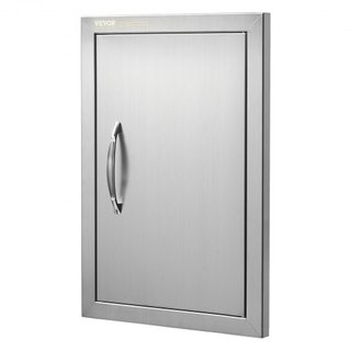 Puerta de Acceso para BBQ, Puerta de Cocina Exterior Individual de 355x508 mm, Puerta Montada a Ras de Acero Inoxidable, Puerta Vertical de Pared con Mango, para Isla de BBQ, Estación de Parrilla,...