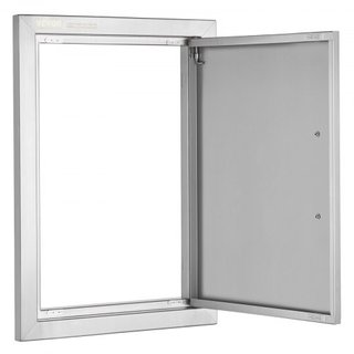 Puerta de Acceso para BBQ, Puerta de Cocina Exterior Individual de 355x508 mm, Puerta Montada a Ras de Acero Inoxidable, Puerta Vertical de Pared con Mango, para Isla de BBQ, Estación de Parrilla,...