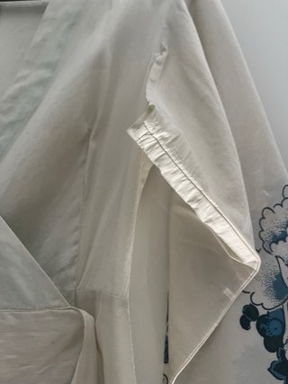 Vestido kimono flores teal y blanco