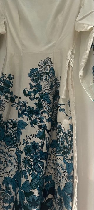 Vestido kimono flores teal y blanco