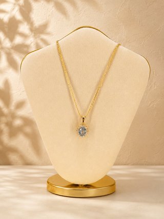 Cadena Colgante Aguamarina Oro 18kl JAE-TRA2386