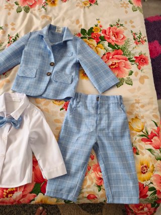 Conjunto Bebé Traje Azul Cuadros
