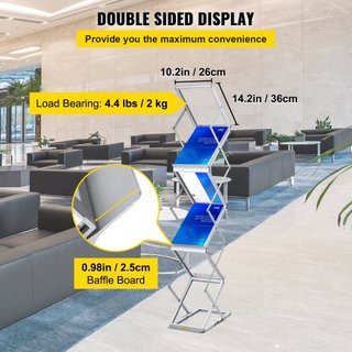 Soporte Plegable para Revistas, Soporte de Exhibición de Folletos Pop-Up de 6 Bolsillos, Soporte de Literatura de Catálogo de Doble Cara, Portátil con Bolsa de Transporte para Oficina y Exposicion...