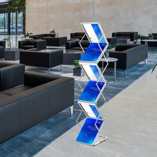 Soporte Plegable para Revistas, Soporte de Exhibición de Folletos Pop-Up de 6 Bolsillos, Soporte de Literatura de Catálogo de Doble Cara, Portátil con Bolsa de Transporte para Oficina y Exposicion...